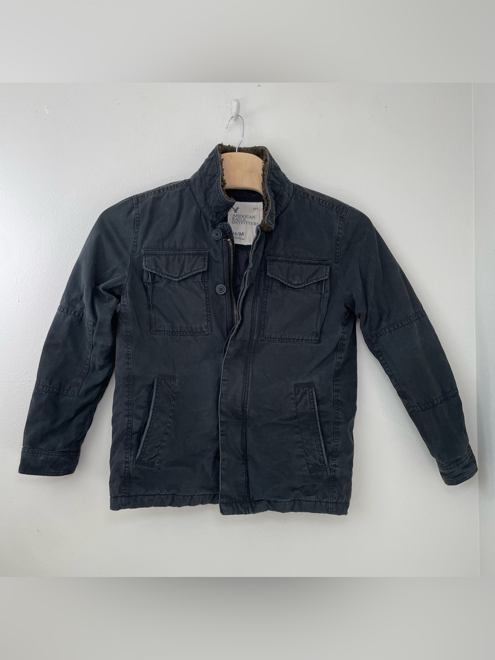 Y2K American Eagle Military Field Jacket Men's size M Black Gorpcore Heavy Duty